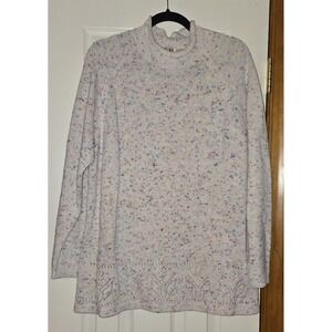 Vintage 80s Stefano International Women's Speckled Pullover Sweater White Size L